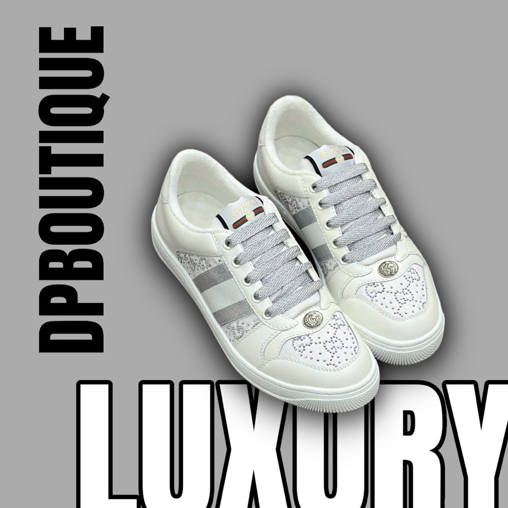 [ DPBoutique.hn ] - Giày Sneaker GG Screener Trắng Nhũ Bạc Cao Cấp - Giày Sneaker GG [ Full Box ]