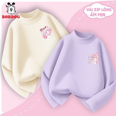 Áo giữ nhiệt cho bé gái BOBDOG co giãn tốt in hình thỏ gấu cute cho bé