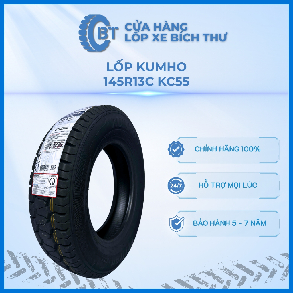 Lốp Xe Kumho 145R13C KC55 Cửa Hàng Lốp Bích Thư, Lốp Hợp Chất Cao Su Siêu Bền Chống Mài Mòn Tốt