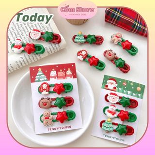 Kẹp tóc Noel - Set kẹp tóc Noel cho bé gái - Set kẹp chi tiết sừng hươu, ông già Noel