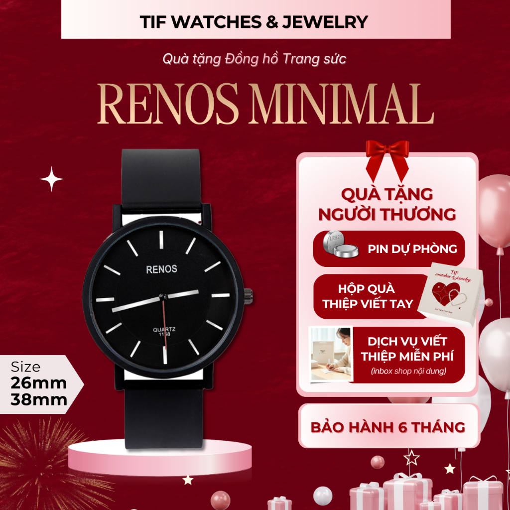 Đồng Hồ Nam Nữ Chính Hãng RENOS Tif Watches - Đồng Hồ Đôi Dây Cao Su Cao Cấp Quà Tặng Sinh Nhật