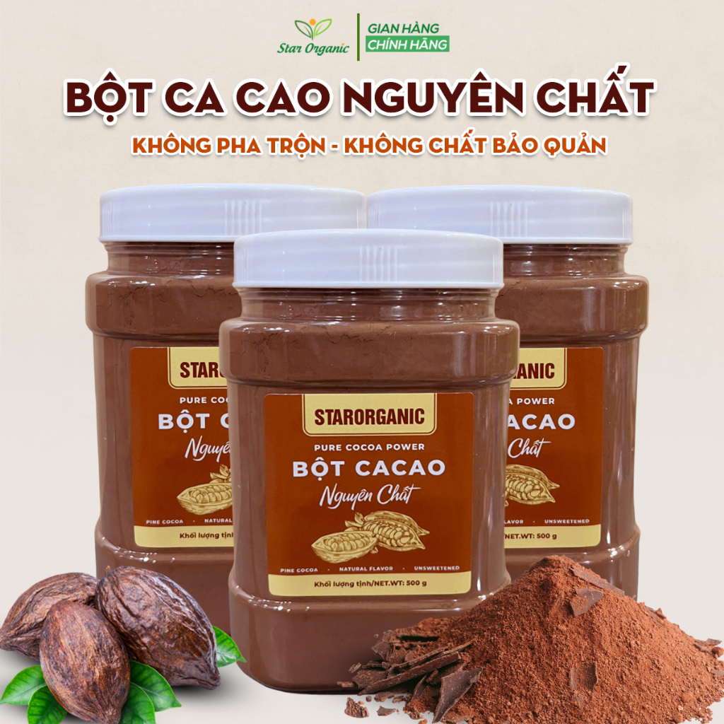 Bột Ca Cao Không Đường Nguyên Chất Hủ 500g - Star Organic
