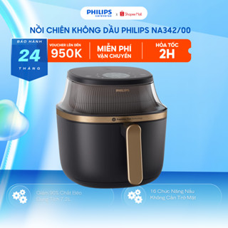 Nồi Chiên Không Dầu Cửa Sổ Kính Philips NA342/00 (7.2L) 16 Chương Trình Nấu, Chiên Không Trở Mặt