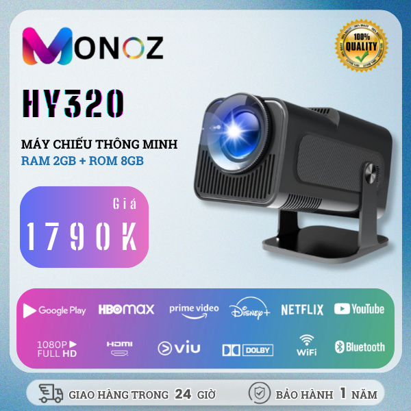 Máy Chiếu HY320/320 mini/300-A  - Projector 4K 1080P Hệ Điều Hành Android 11 phim tại nhà phòng ngủ