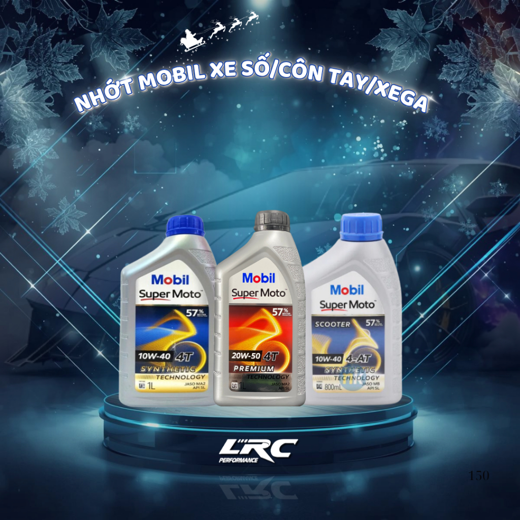 Nhớt Mobil Supper Moto 10W40 xe số 800ml - 1L / xe ga 800ml - Chính hãng