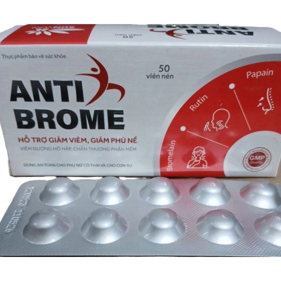 Anti Brome - Hỗ Trợ Giảm Viêm Tiêu Sưng, Giảm Phù Nề - Hộp 50 Viên