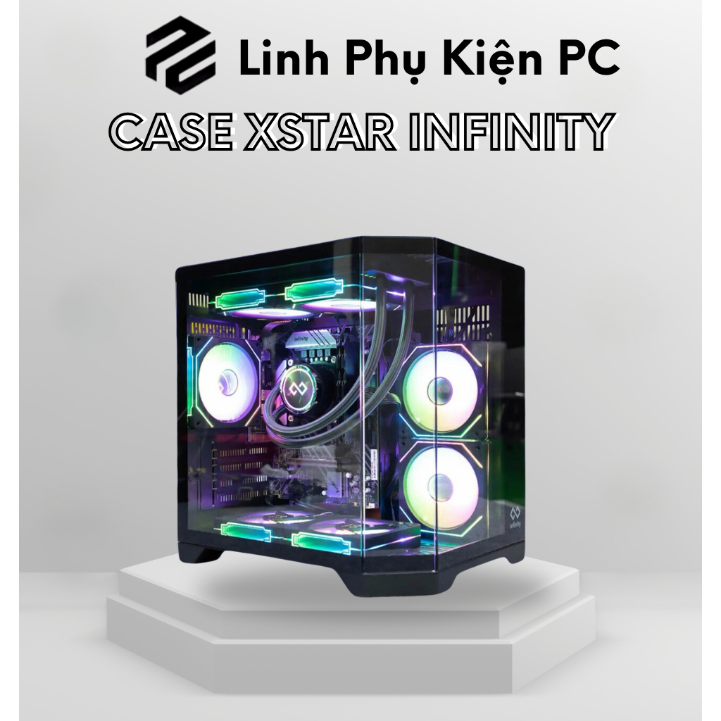 Vỏ case PC X-Star TITAL, INFINITY dải LED RGB - Mặt hông kính cường lực bể cá - Hỗ trợ MAIN Micro-AT