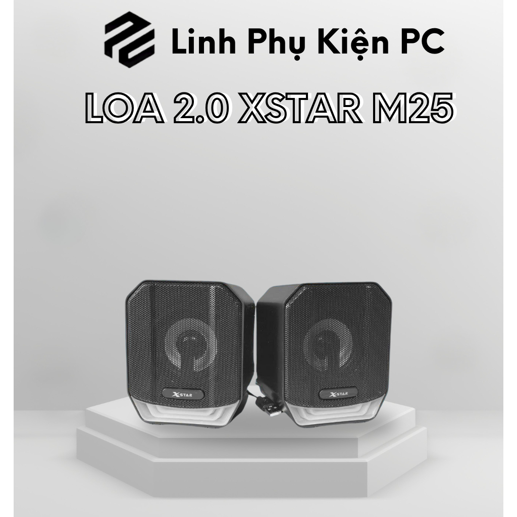 Loa PC Xstar M25 với đèn LED phát sáng nổi bật, âm thanh sống động và phong cách hiện đại.