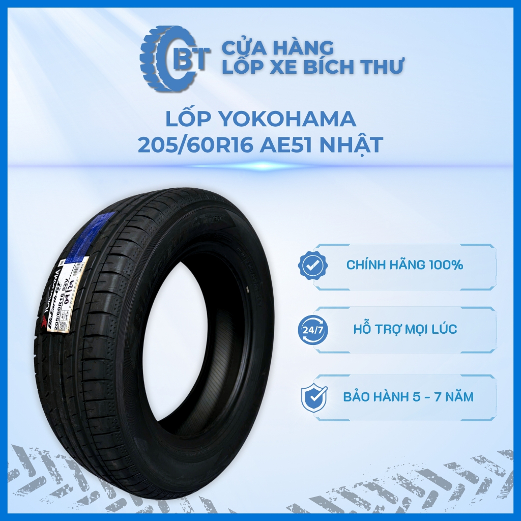 Lốp Ô Tô Yokohama 205/60R16 AE51 Nhật Cửa Hàng Lốp Bích Thư, Lốp Michelin Tiết Kiệm Nhiên Liệu
