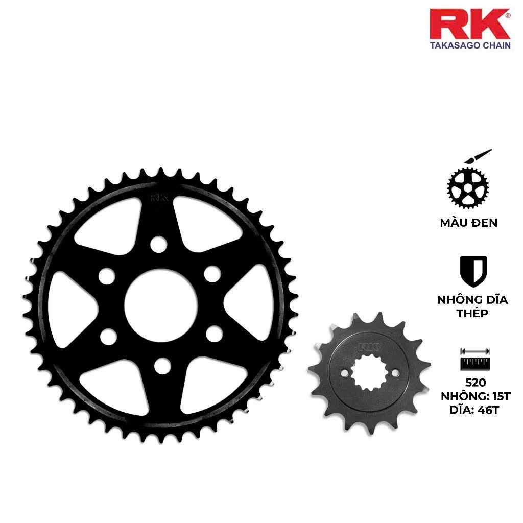 Nhông trước sau (Nhông dĩa) RK Kawasaki Ninja 650 / Z650 / Z650RS / Vulcan S 650 / Versys 650