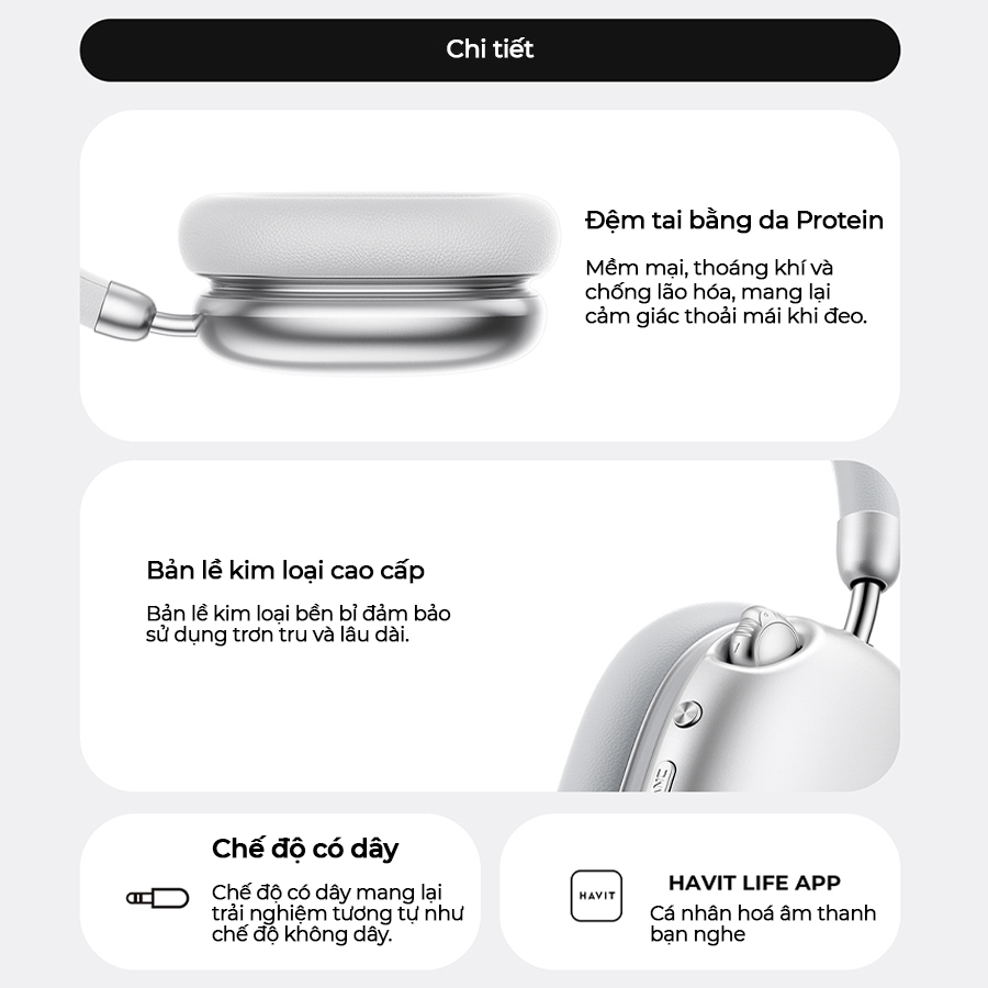 Tai nghe Bluetooth Headphone Havit Space S1 H670BT | Adaptive ANC 45dB | Bluetooth 6.0 | BigBuy360 - bigbuy360.vn