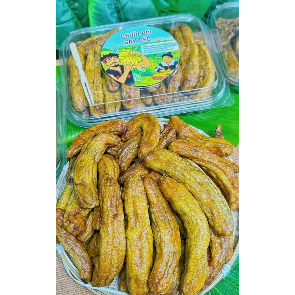 77K Hộp 500g chuối đồi sấy dẻo nguyên trái