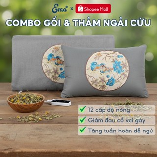  Combo gối và thảm ngải cứu cao cấp chính hãng EMA - Giảm đau mỏi vai gáy đau nhức xương khớp 