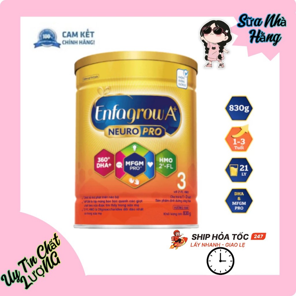 [Date Mới] Sữa bột Enfamil A+ Neuropro Số 3 Lon 830gTuổi Phát Triển Não Bộ cho trẻ từ 1-3 tuổi