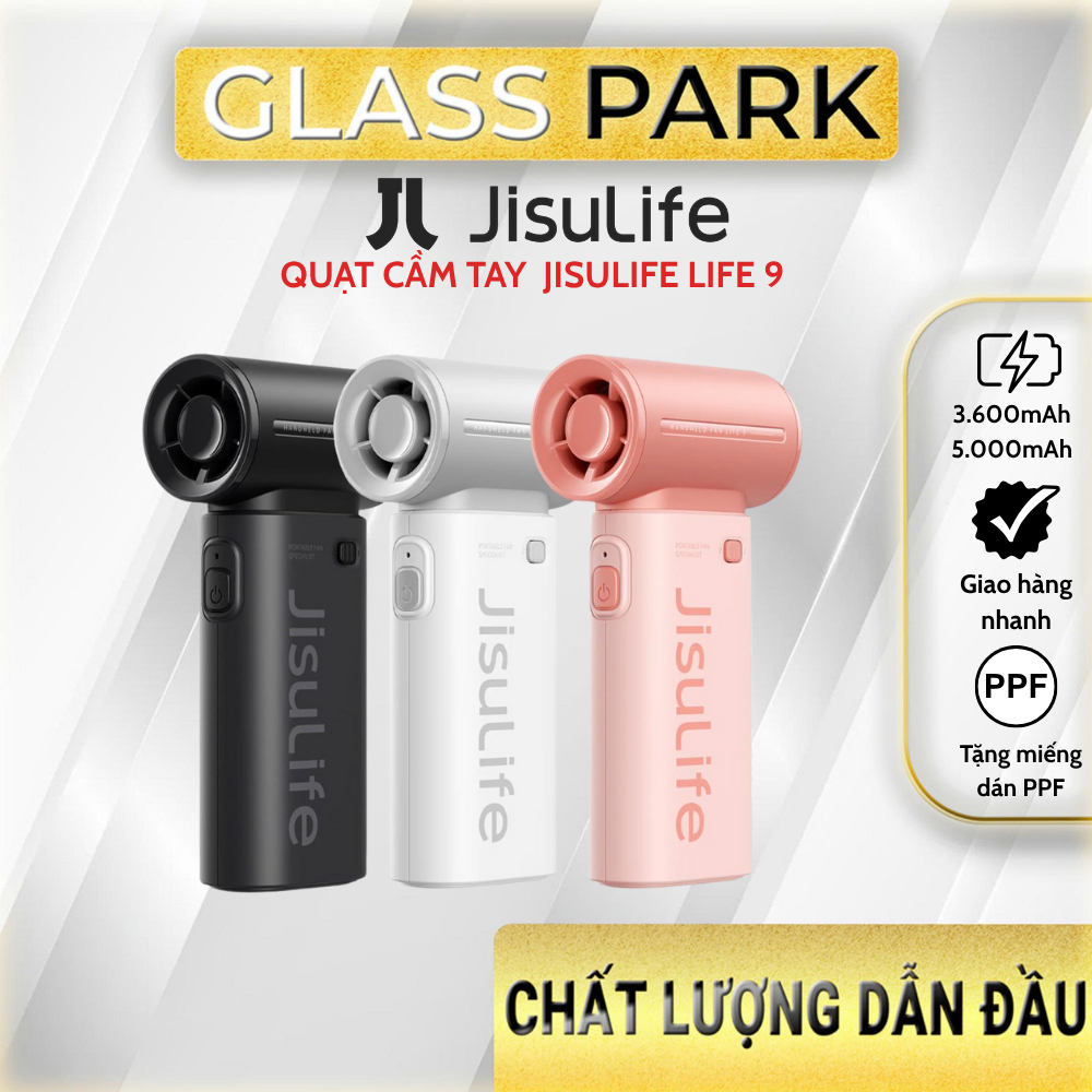 Quạt cầm tay Jisulife Life 9 ABS 5 cấp độ gió 3600mAh/5000mAh - Bảo hành 12 tháng