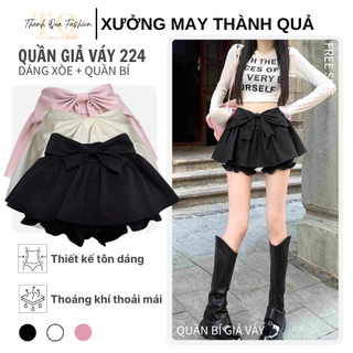  Chân Váy Dáng Xòe Bồng Nhún Thun Eo Đính Nơ To Phối Quần Bí Lưng Chun Hack Dáng TQ Fashion 224 