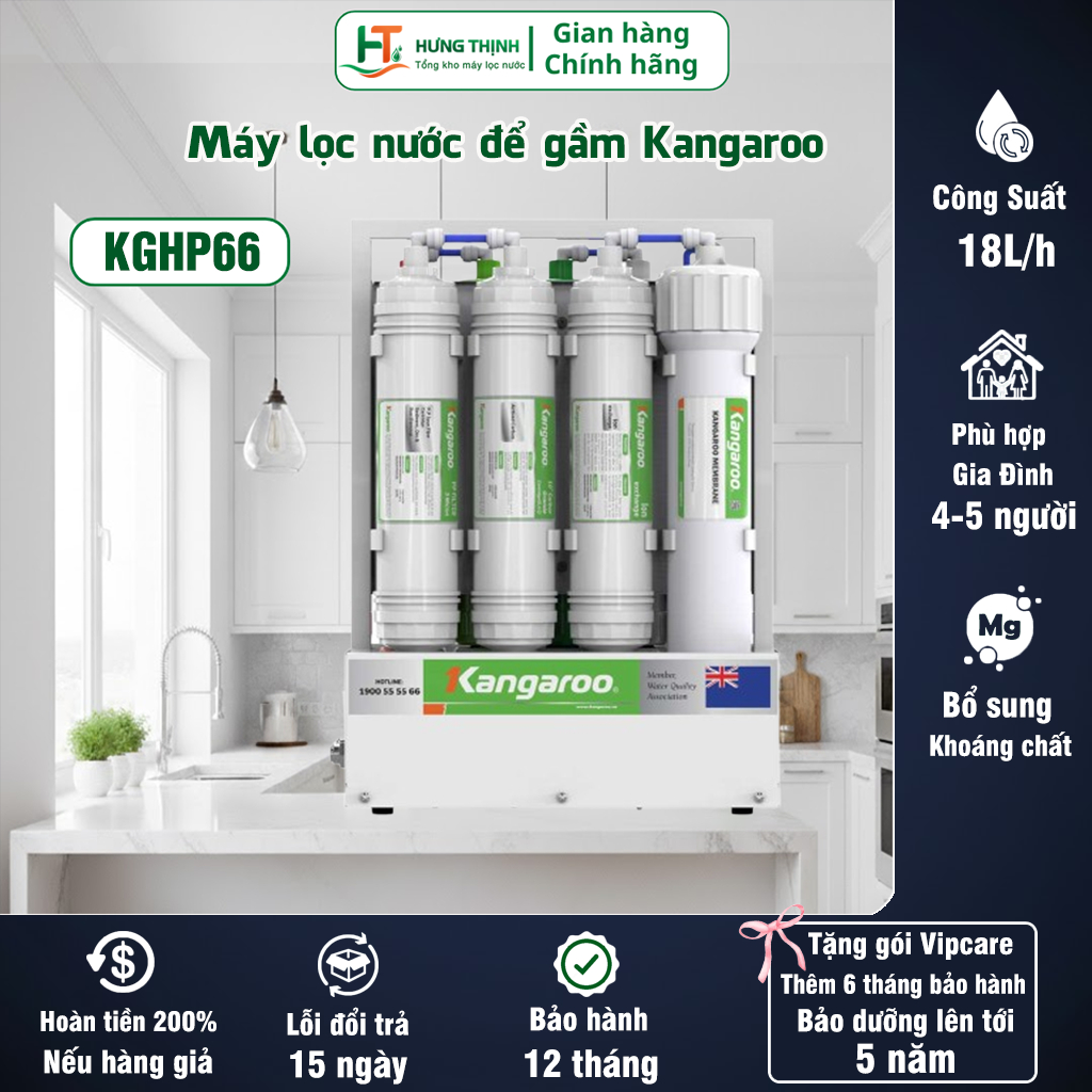 Máy Lọc Nước Kangaroo KGHP66 Kích Thước Nhỏ Gọn Tiết Kiệm Diện Tích