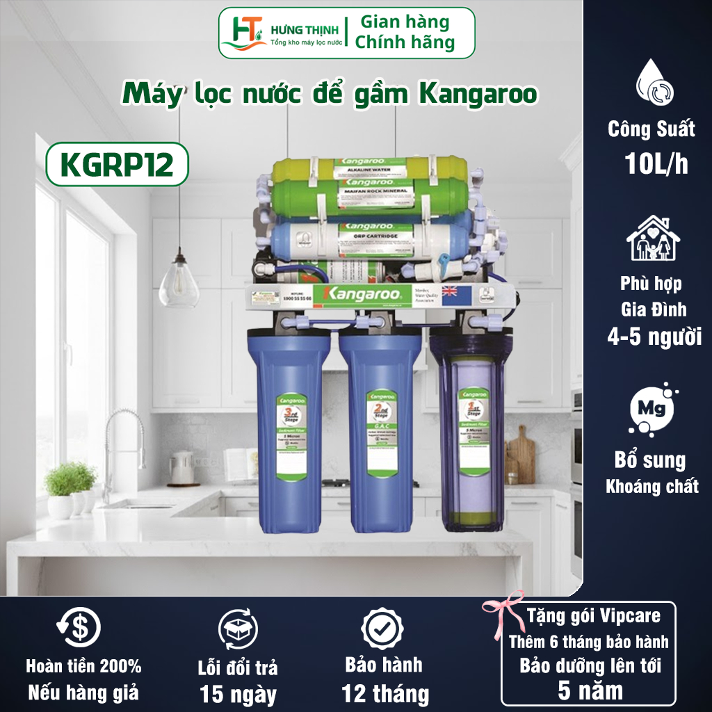 Máy Lọc Nước Kangaroo KGRP12 9 Lõi Lọc, Thiết Kế Nhỏ Gọn Tiện Lợi - Bảo Hành 1 Năm