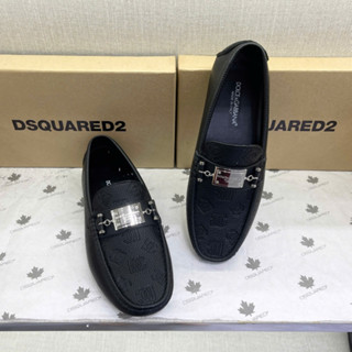 Giày lười moca nam PB da Pu trơn sần móc khoá tag logo bạc phối dập nổi vân monogram đế âm cao cấp GS175P