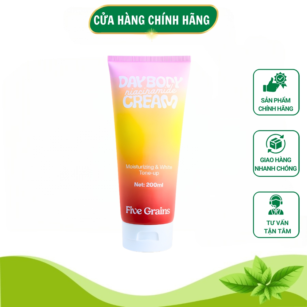 Kem Dưỡng Da Body Five Grains 200ml – Kem Dưỡng Ban Ngày Niacinamide, Dưỡng Ẩm Sáng Da, Nâng Tông Tự