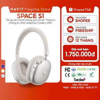  Tai nghe Bluetooth Headphone Havit Space S1 | Adaptive ANC 45dB | Driver Peek Titanium | Codec LHDC | Bluetooth 6.0 