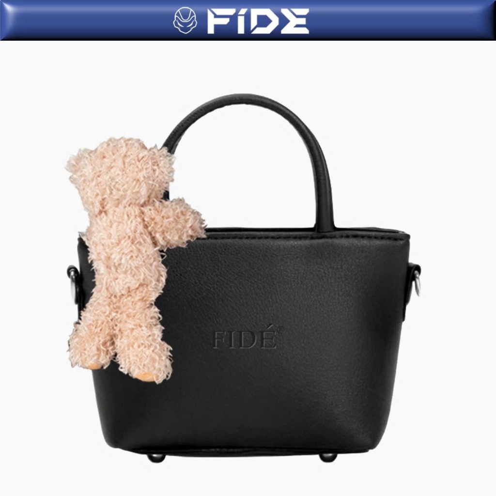 Túi Đeo Chéo Đính Gấu FIDE Local Brand Size Mini Đựng Vừa Điện Thoại Da PVC -TCG01 (Kèm Gấu)