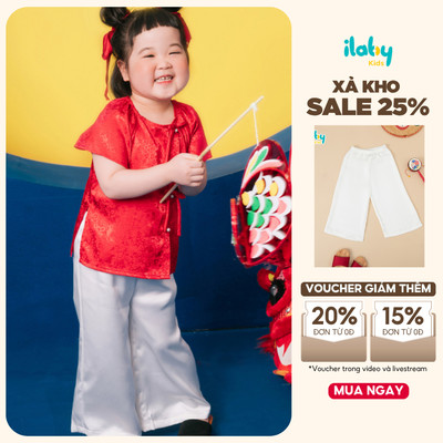 Quần lụa dài bé gái ILABY trơn chất liệu lụa mềm cho bé 10-35kg [2130]