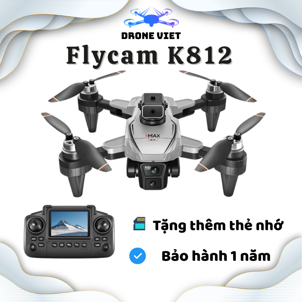 Máy Bay Flycam K812 Max Flycam camera 4K tay cầm màn hình Cảm Biến Chống Va Đập,