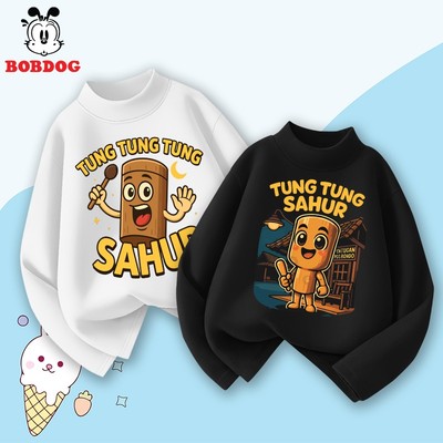 Áo giữ nhiệt cho bé trai BOBDOG chất liệu zip lông co giãn tốt in hình tung tung tung sahur cho bé
