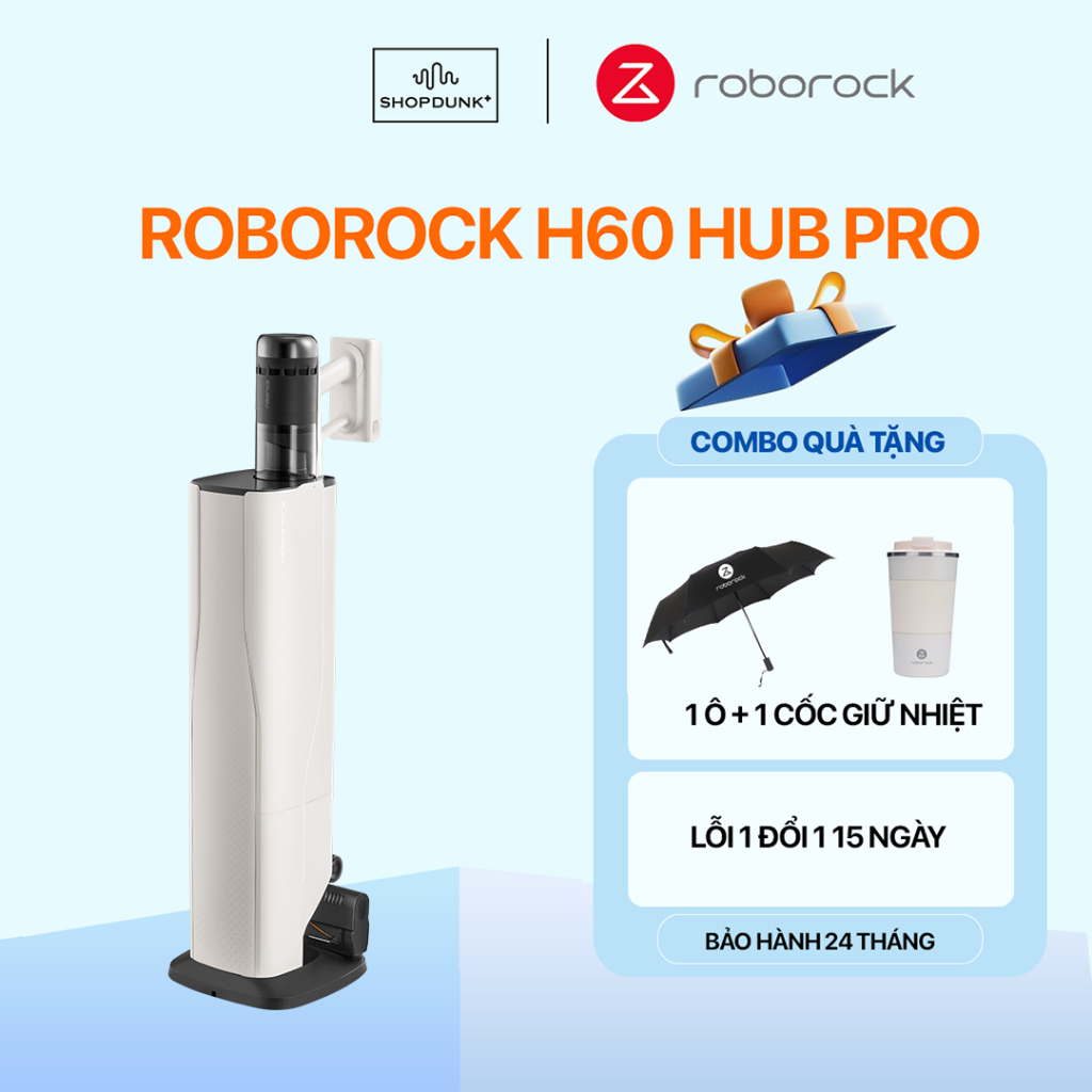 Máy Hút Bụi Cầm Tay Không Dây Roborock H60 Hub Pro | Bộ Lọc 5 Lớp, Tự Đổ Rác | Ánh Sáng Xanh