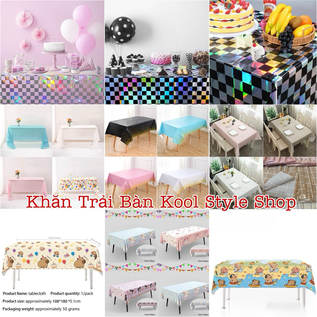Khăn trải bàn Nilon nhiều mẫu, khăn bàn trang trí tiện lợi - Kool Style Shop