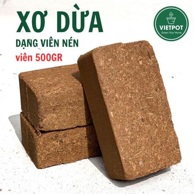 Viên Nén Đất Sạch Xơ Dừa Vietpot, viên 500gr, Thoáng Rễ, Tốt Cho Cây Rau Củ Quả, Cây Hoa, Cây Kiểng.