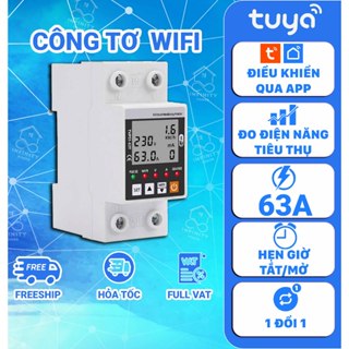  Công Tơ Điện Tử Thông Minh WIFI 63A   TUYA   Chóng Rò Rỉ Điện Đo Điện Năng Tiêu Thụ Điều Khiển Bật Tắt Từ Xa 