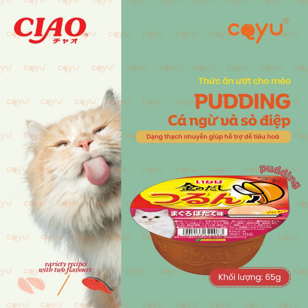 Ciao Inaba - Thức Ăn Ướt Cho Mèo - Pudding dạng cốc ( cup ) 65G - Hỗ Trợ Tiêu Hoá & Dễ Nhai Nuốt