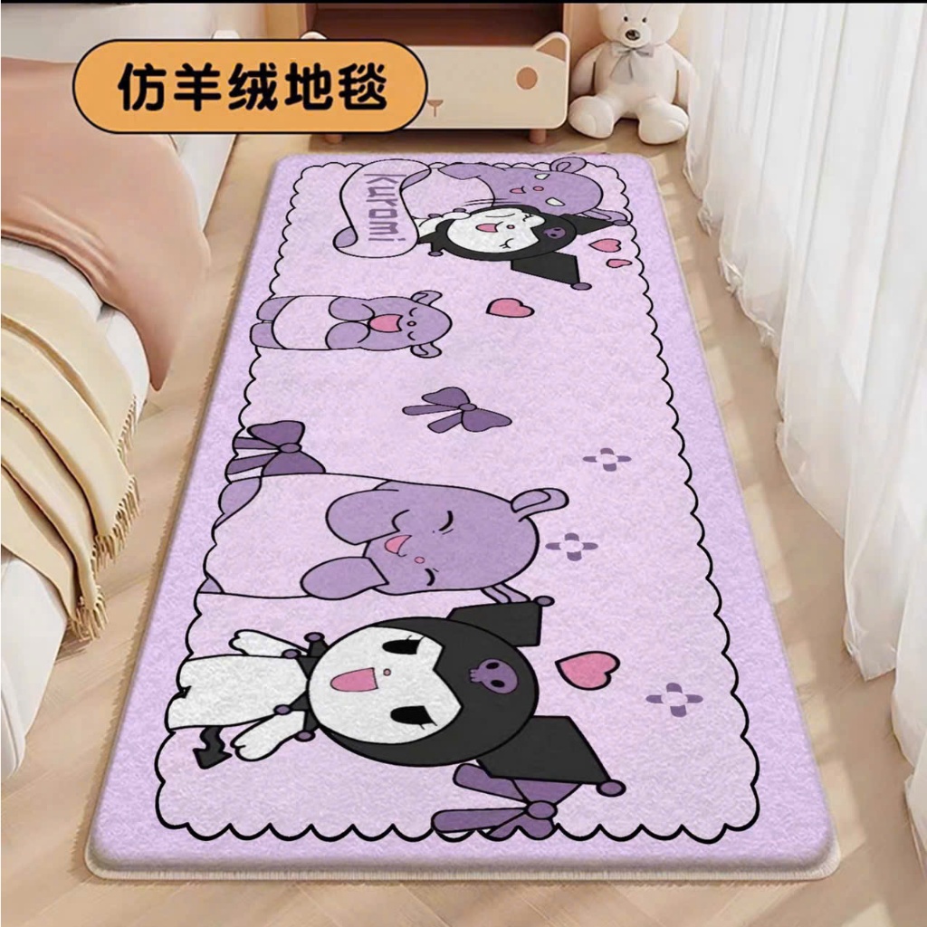 Thảm chân giường phòng ngủ Thảm decor trang trí phòng sợi lông cừu siêu dày, họa tiết đáng yêu kích 