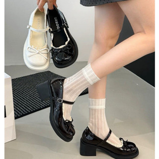  Giày lolita nữ cao gót 5p da bóng gắn mác Vuông siêu hót 