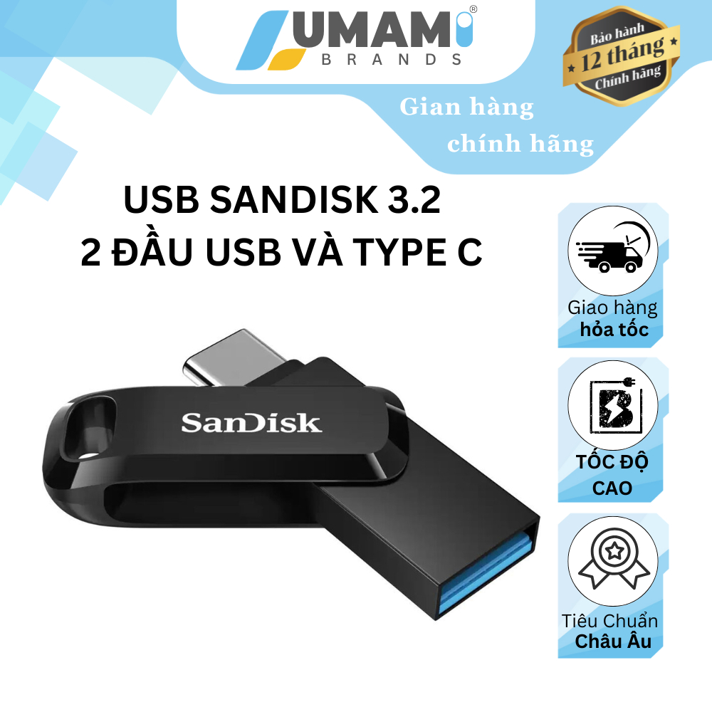 Usb Sandisk Ultra Dual Drive Go OTG chính hãng Type-C SDDDC3 32gG - 64G -128G - 256G 400Mb/s