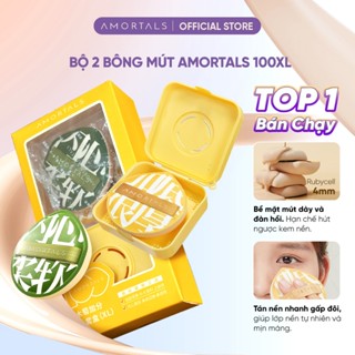   HO  Bông Mút Trang Điểm AMORTALS 100 Size XL - Mềm Mại Đàn Hồi Cao Tặng Kèm Hộp Đựng 