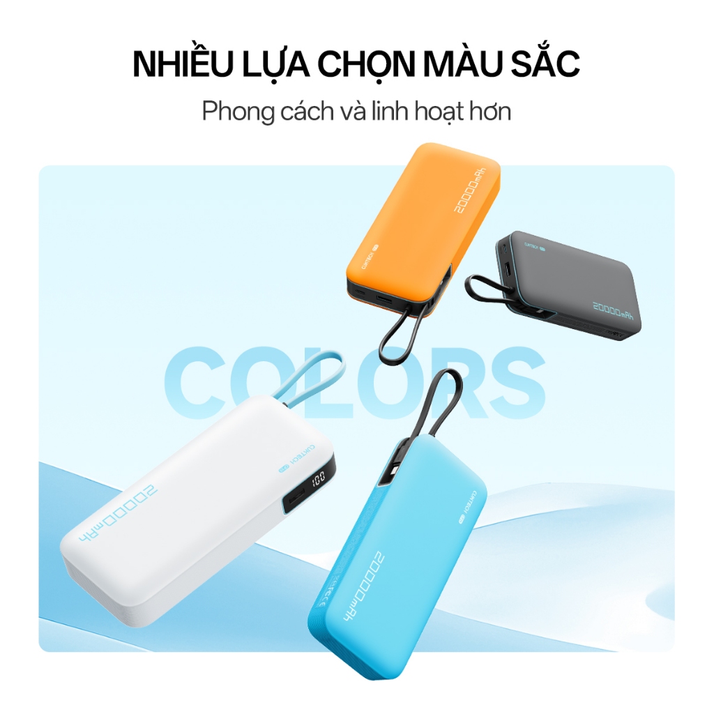 【Được chứng nhận CCC】CUKTECH Sạc Nhanh 55W 20000mAh – Tích Hợp Dây, Hỗ Trợ Xiaomi 55W Samsung 45W Laptop 45W iP 17/16/15 | BigBuy360 - bigbuy360.vn
