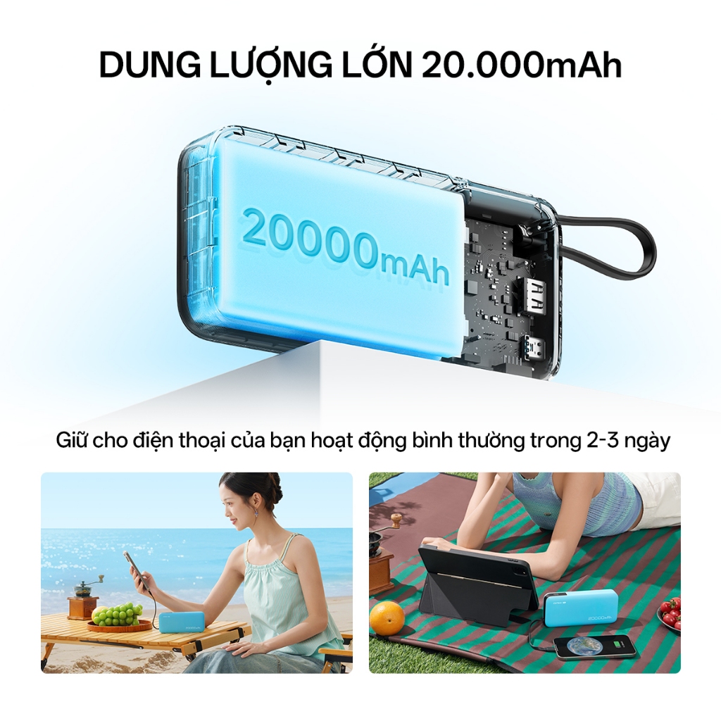 【Được chứng nhận CCC】CUKTECH Sạc Nhanh 55W 20000mAh – Tích Hợp Dây, Hỗ Trợ Xiaomi 55W Samsung 45W Laptop 45W iP 17/16/15 | BigBuy360 - bigbuy360.vn