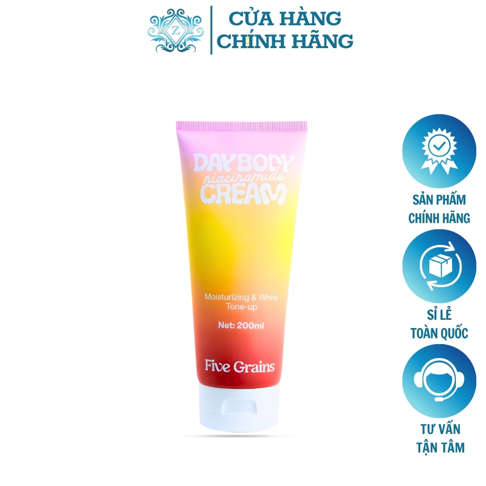 Kem Nâng Tông Body Five Grains 200ml Chính Hãng – Dưỡng Thể Ban Ngày, Dưỡng Sáng Da Toàn Thân, Giữ Ẩm Lâu