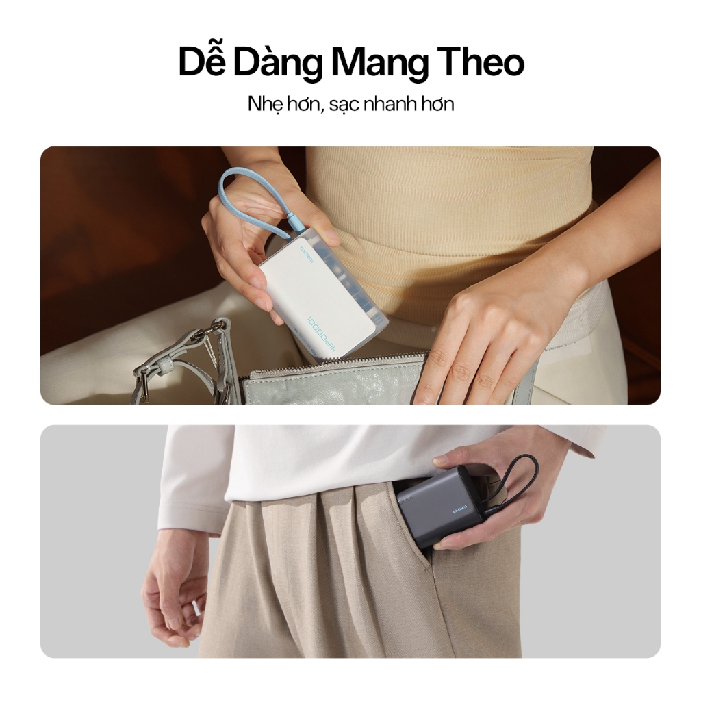 【Được chứng nhận CCC】CUKTECH Pin Dự Phòng Mini 10000mAh Sạc Nhanh 30W – Tích Hợp Dây Hỗ Trợ iP 16/15/14 | BigBuy360 - bigbuy360.vn