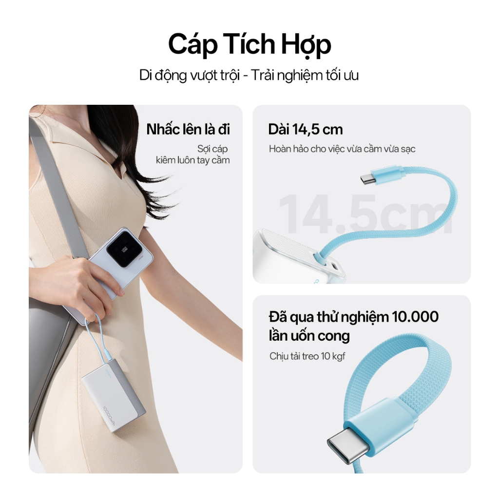 【Được chứng nhận CCC】CUKTECH Pin Dự Phòng Mini 10000mAh Sạc Nhanh 30W – Tích Hợp Dây Hỗ Trợ iP 16/15/14 | BigBuy360 - bigbuy360.vn