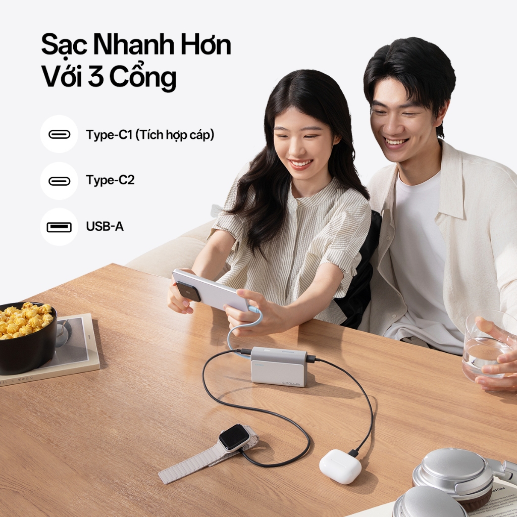 【Được chứng nhận CCC】CUKTECH Pin Dự Phòng Mini 10000mAh Sạc Nhanh 30W – Tích Hợp Dây Hỗ Trợ iP 16/15/14 | BigBuy360 - bigbuy360.vn