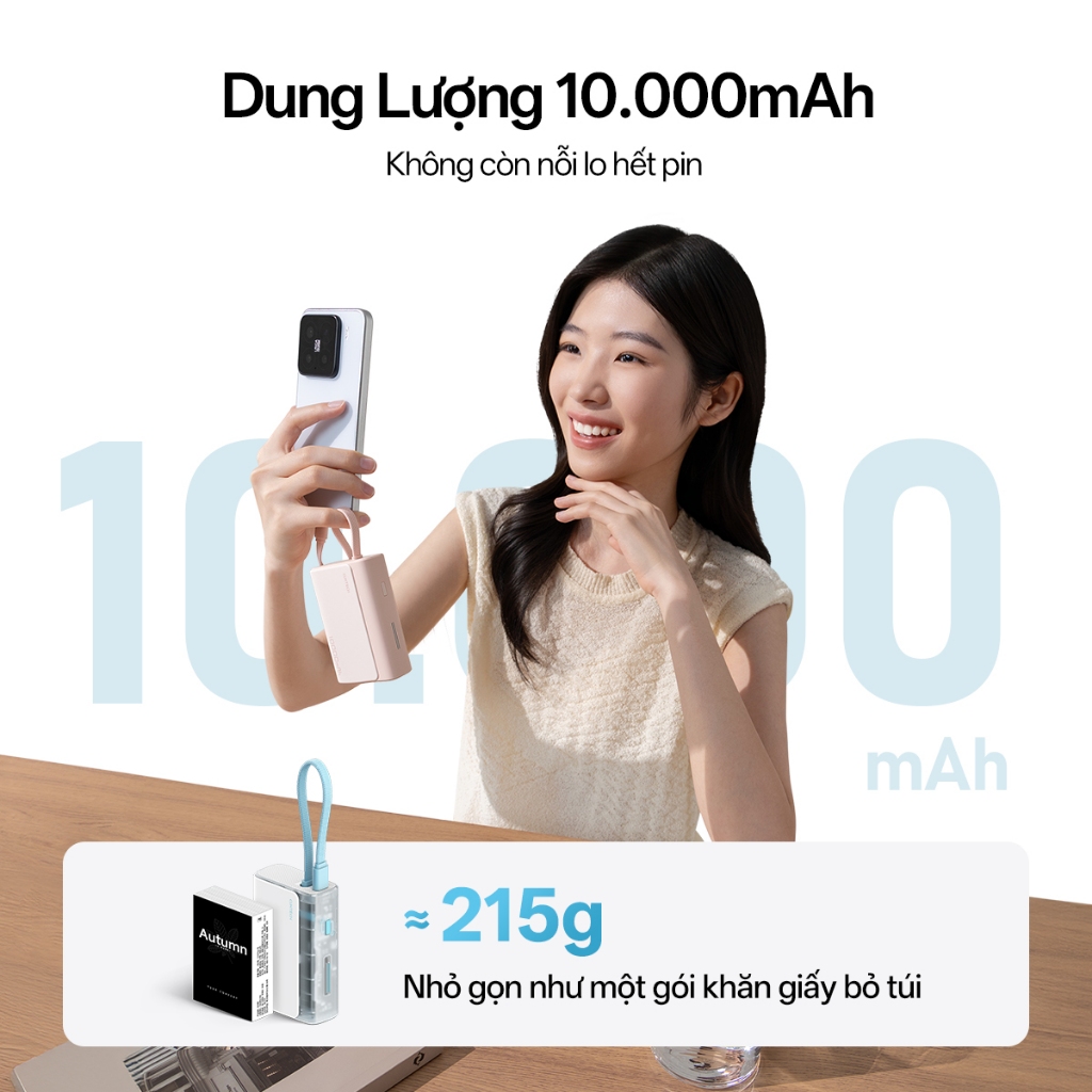 【Được chứng nhận CCC】CUKTECH Pin Dự Phòng Mini 10000mAh Sạc Nhanh 30W – Tích Hợp Dây Hỗ Trợ iP 16/15/14 | BigBuy360 - bigbuy360.vn