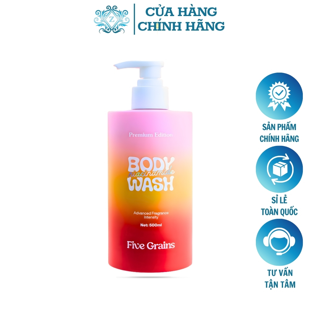 Sữa Tắm Nữ Body Wash Five Grains 500ml Chính Hãng, Trắng Da Body, Sữa Tắm Nước Hoa Làm Sạch Dịu Nhẹ 