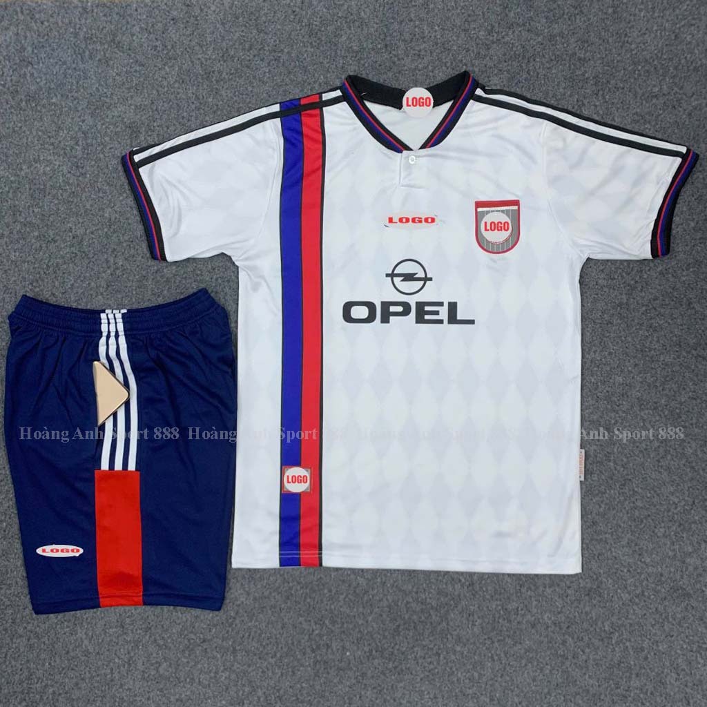 Bộ Quần Áo Bóng Đá/ Áo Đá Banh CLB Bayern Retro 1996 -  Vải Polyester Thái Gai Lưới