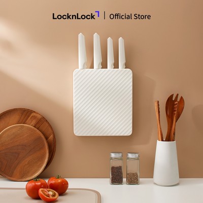Bộ dao nhà bếp 5 món hiệu LocknLock Wall Mounted Knife Set CKK307S5 có hộp đựng - Màu trắng