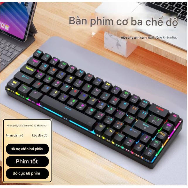 Bàn phím cơ không dây RS01 - Hỗ trợ hotswap - LED RGB nhiều chế độ - 3 mode kết nối tiện lợi | BigBuy360 - bigbuy360.vn