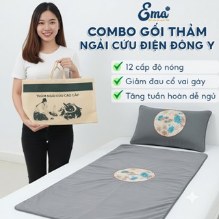  Combo Gối và Thảm Ngải Cứu Điện Đông Y EMA chăm sóc sức khỏe cao cấp giúp giảm đau mỏi – giữ ấm – thư giãn toàn thân 